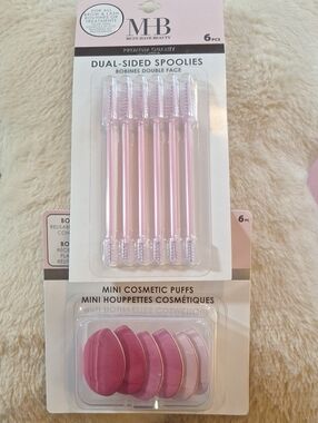 Pink Dual-Sided Spoolies & Mini Cosmetic Puffs - 6pcs